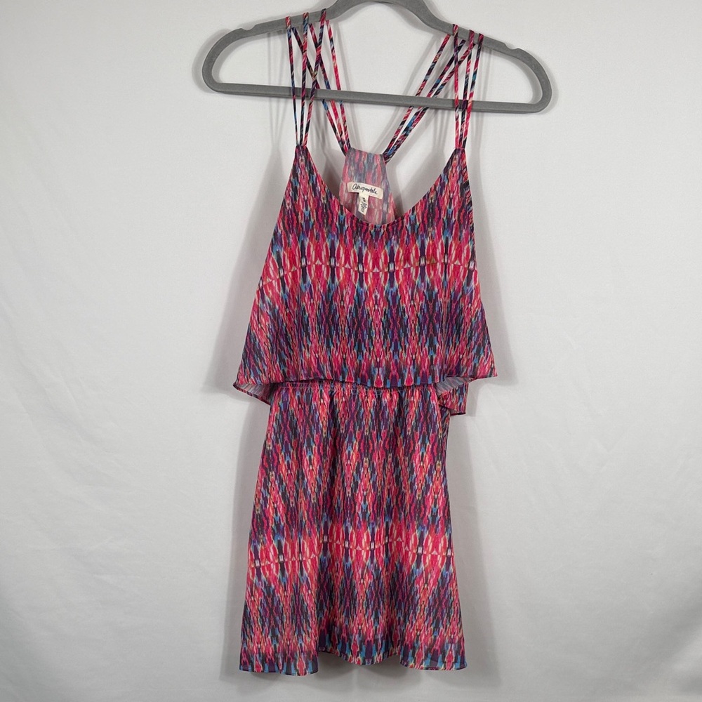 Aeropostale Pattered Multicolor Strappy Mini‎ Dress. Womens Size M. Slip under